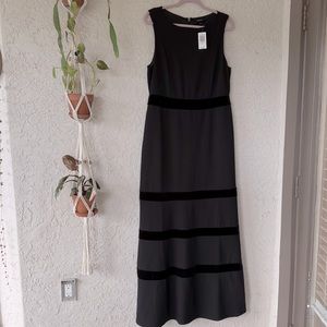 Torrid Special Occasion Black Crepe Scuba Knit & Velvet Stripe Gown size 14 NWT